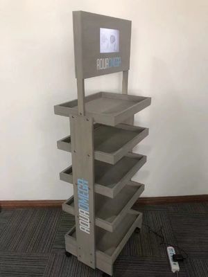 स्वास्थ्य देखभाल उत्पादों के लिए नया आगमन लकड़ी का डिस्प्ले स्टैंड बोतल डिस्प्ले रैक