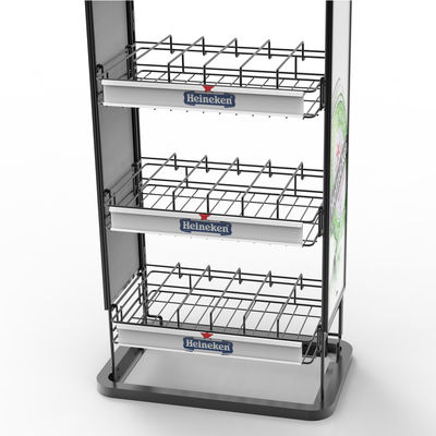 कस्टम बियर डिस्प्ले स्टैंड स्पार्कलिंग ड्रिंक्स धातु डिस्प्ले स्टैंड शराब की दुकान के लिए