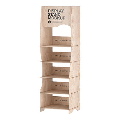 बेविस आधुनिक 4-परत हटाने योग्य लकड़ी के प्लाईवुड डिस्प्ले रैक सुपरमार्केट स्टोर डिस्प्ले के लिए फर्श स्टैंड कार्टन में पैक