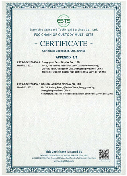 चीन Dongguan Bevis Display Co., Ltd प्रमाणपत्र